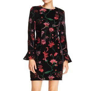 AIDAN MATTOX Floral Embroidered Velvet Dress | Size 2